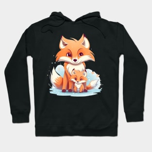 Mama Fox and Cute Baby Fox Hoodie